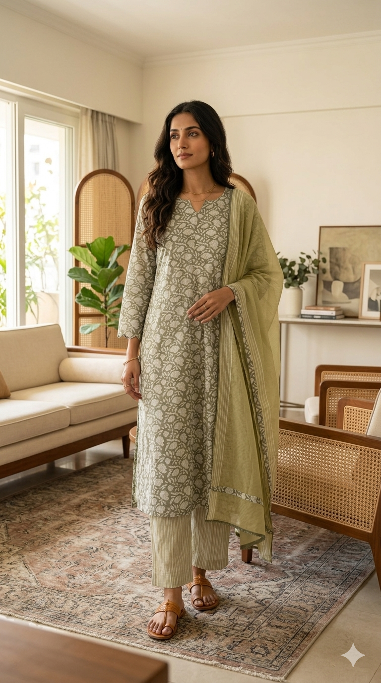 The Sage & Lemon Hand-block Printed Suit Set