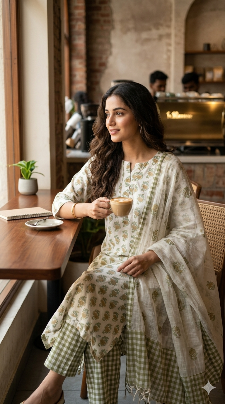 Butti & Check Hand block Printed Set