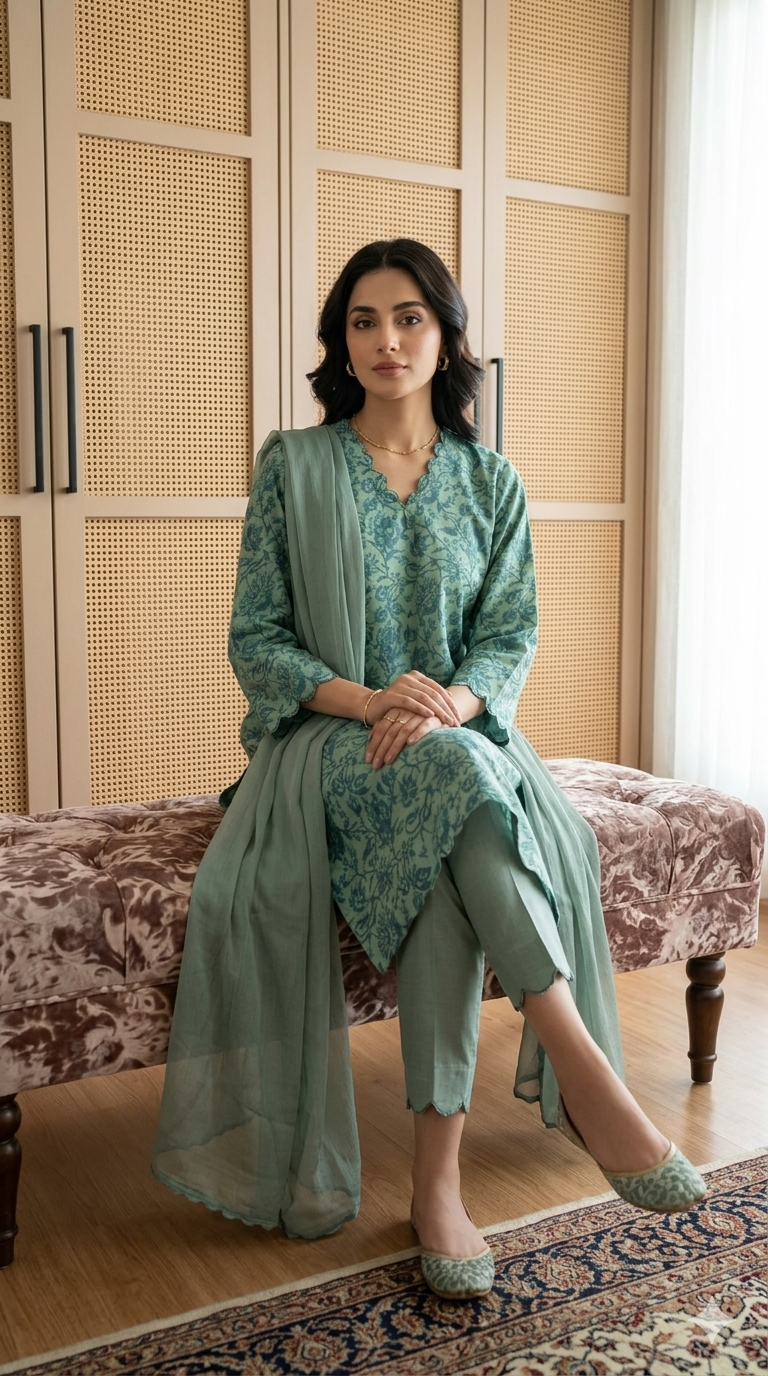 Blue Handblock Printed Chanderi