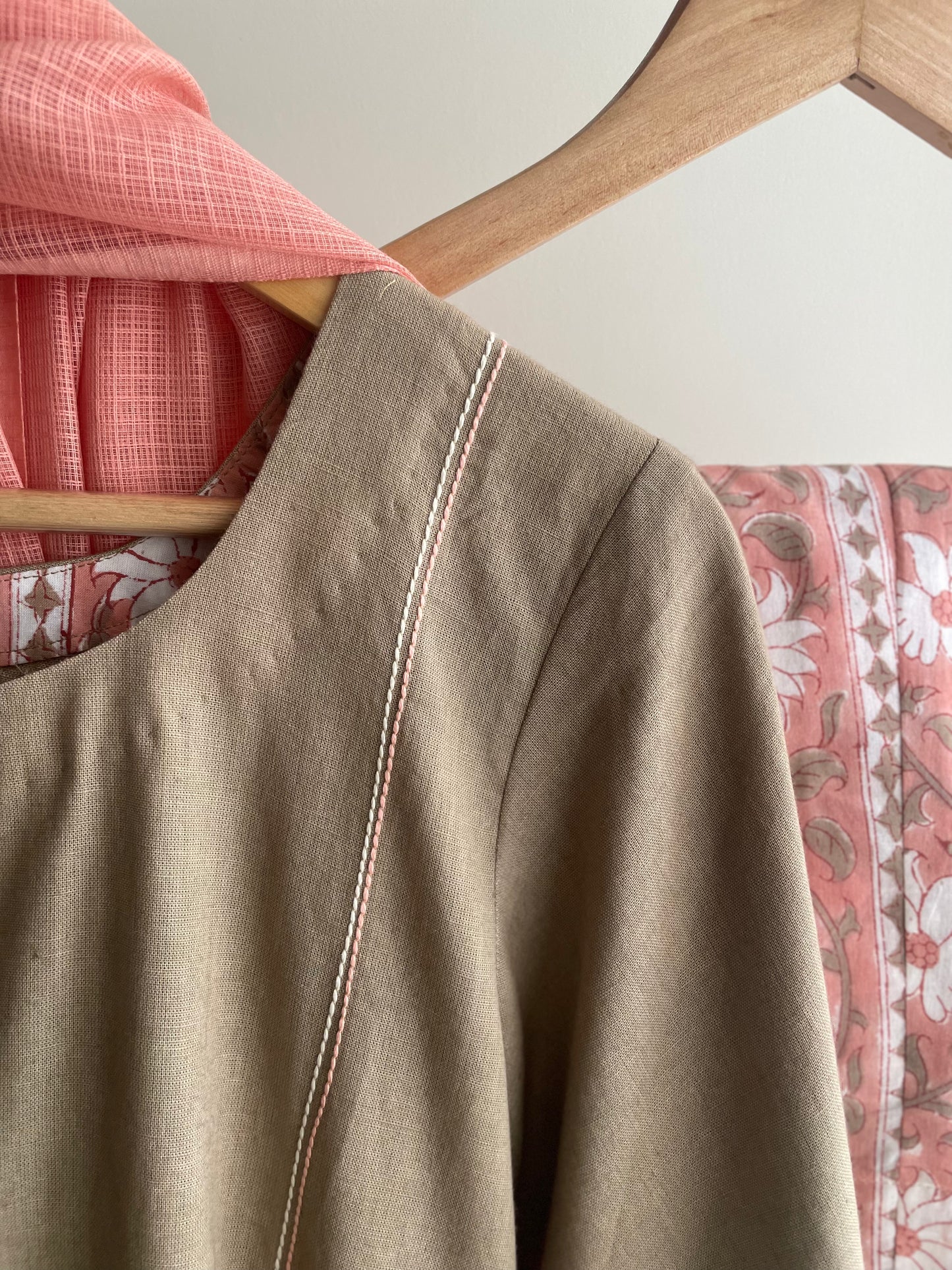 Clay Cotton Embroidered suit with Intricate Thread Work