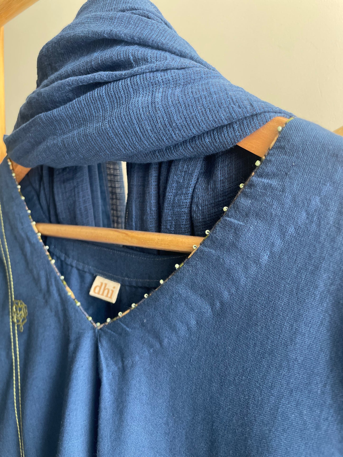 Cobalt Blue Cotton Suit with Thread Embroidery