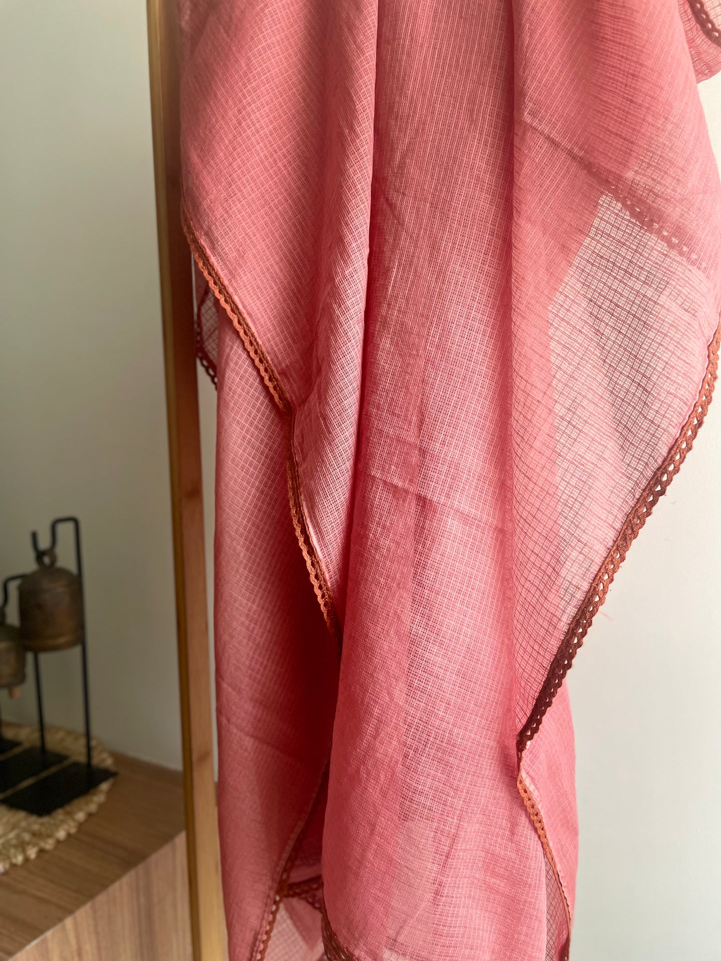 Blush Bloom Pink Cotton-Linen Suit with Floral Thread Embroidery