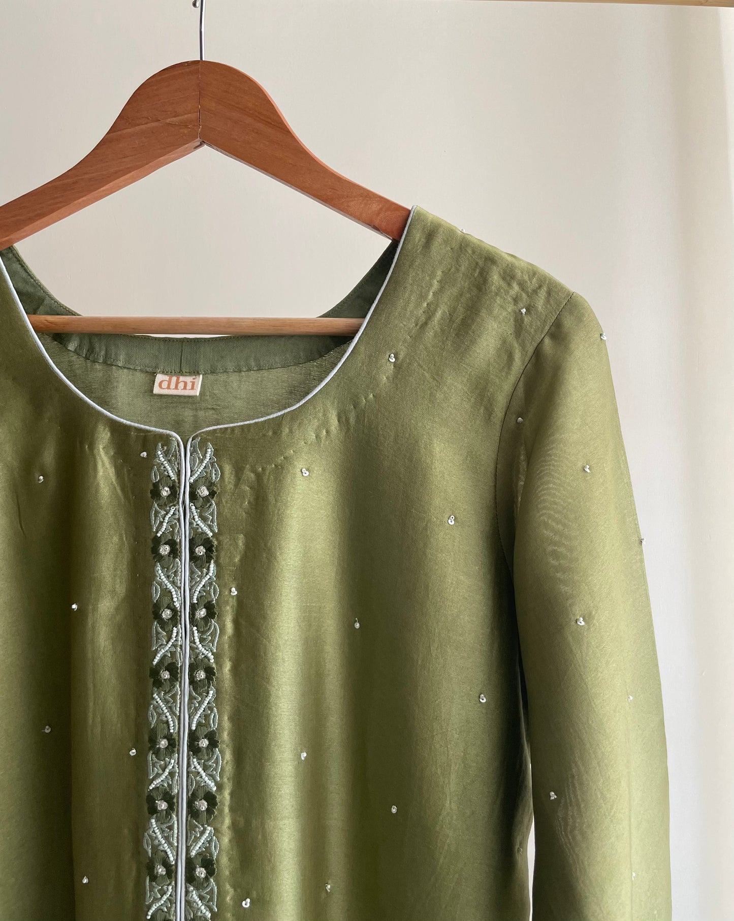 Green suit  with floral thread embroidery