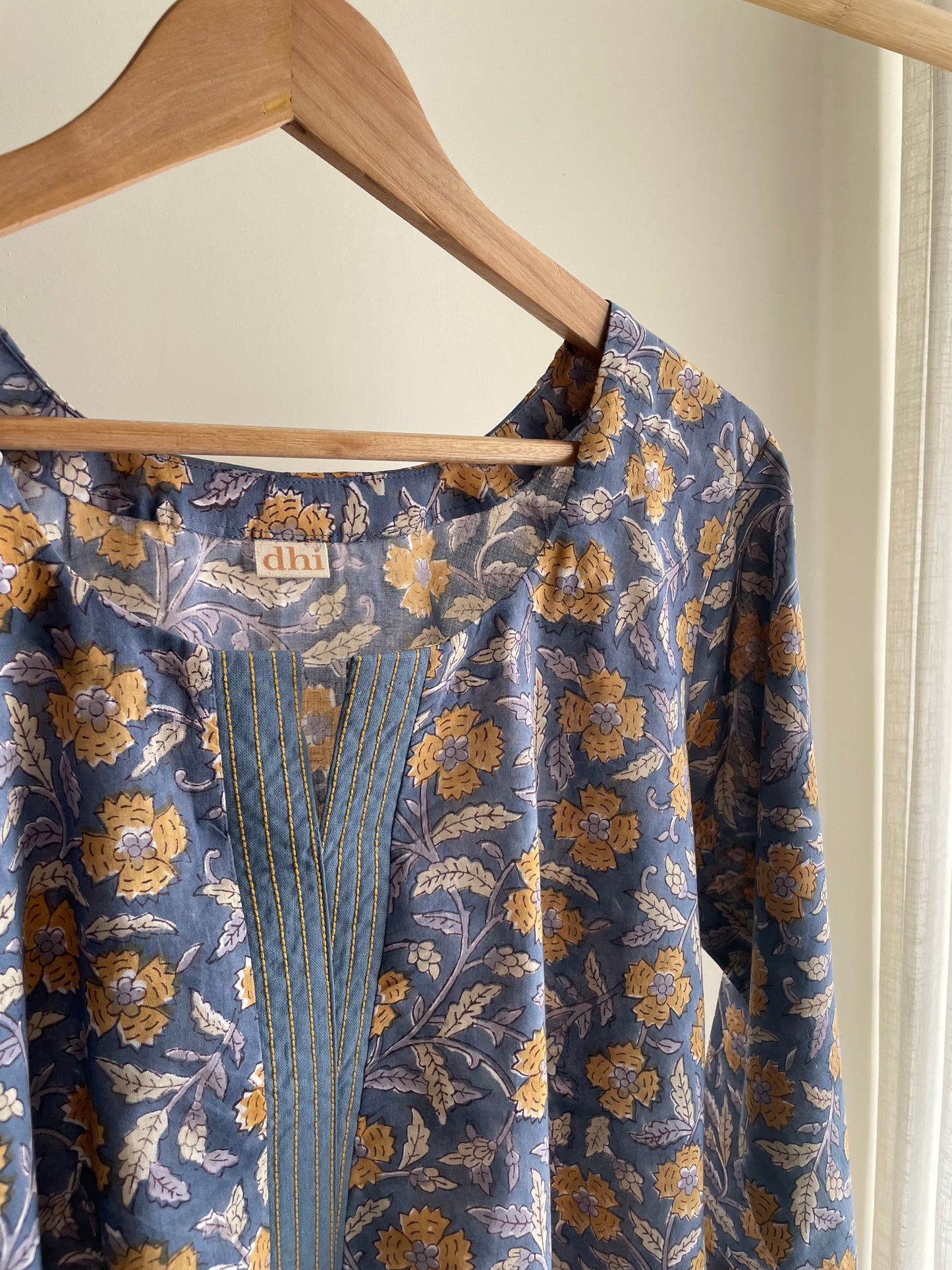 Blue Cotton Suit with Intricate Multicolor Thread Embroidery