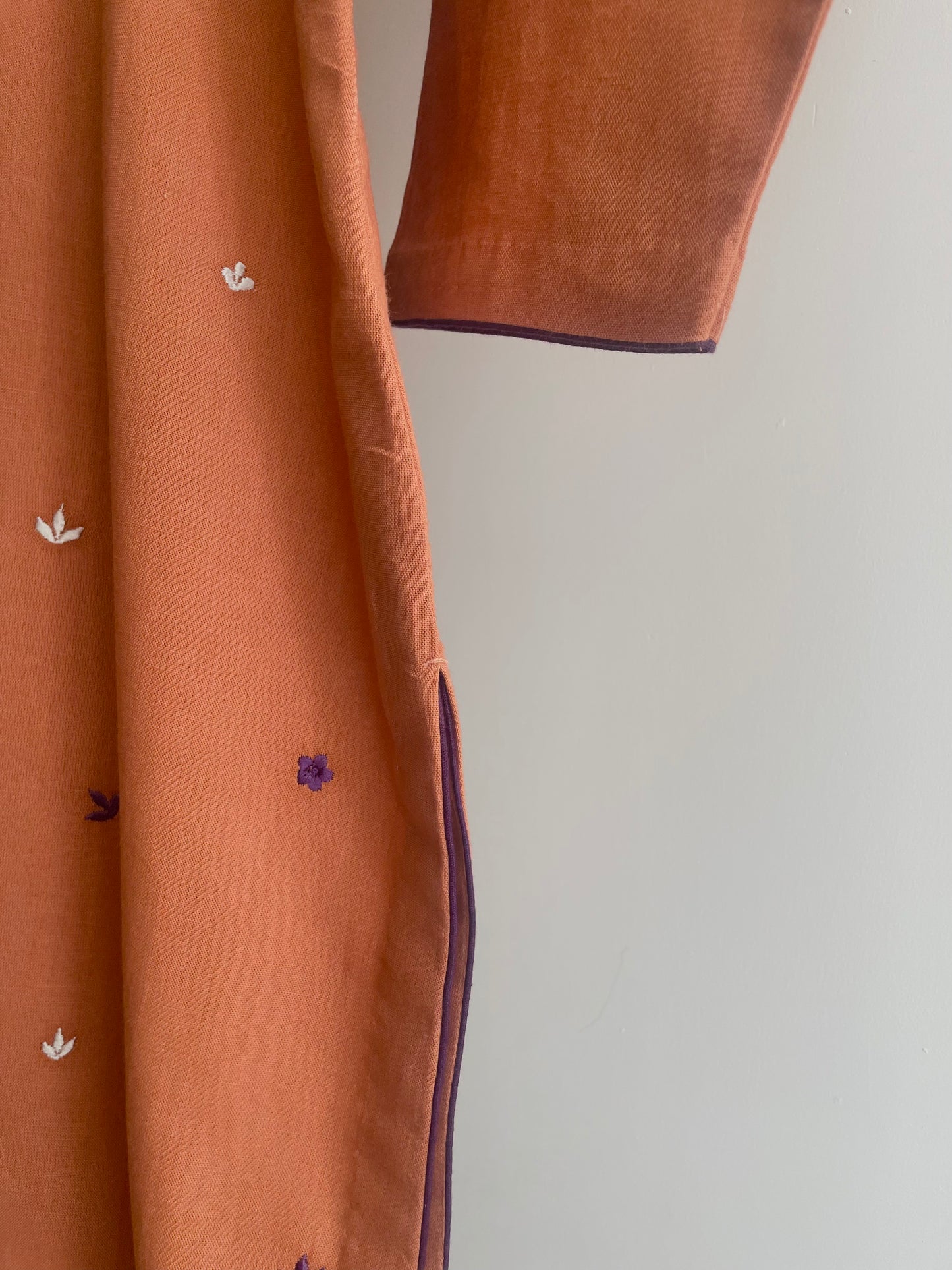 Premium Matt Flame Cotton Embroidered Suit with All-Over Thread Work
