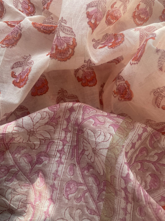 Marble Chanderi Set with Handblock Printed Dupatta
