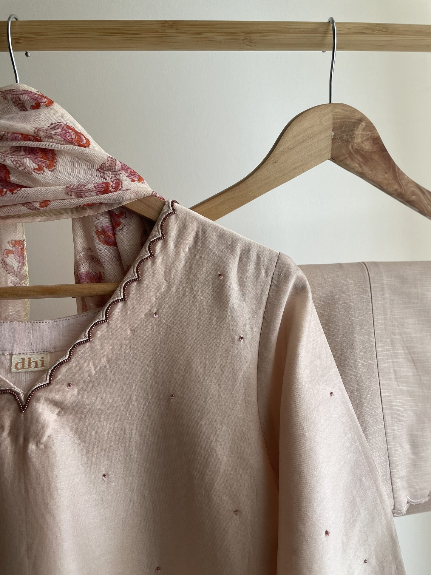 Marble Chanderi Set with Handblock Printed Dupatta