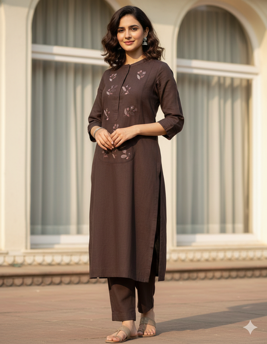 Neutral Co-ord with Delicate Threadwork