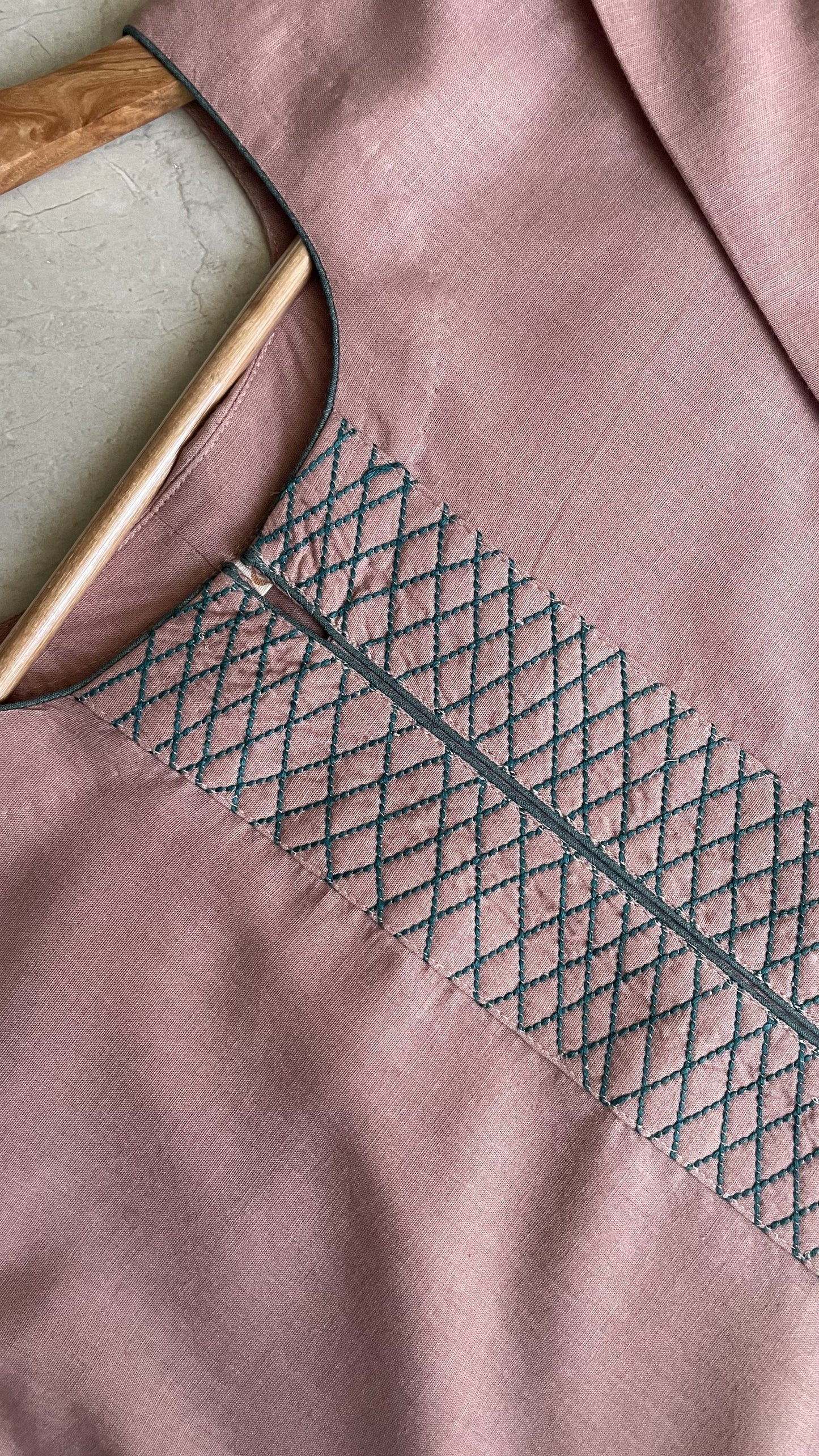 Rose pink & Teal Thread Embroidery Suit Set