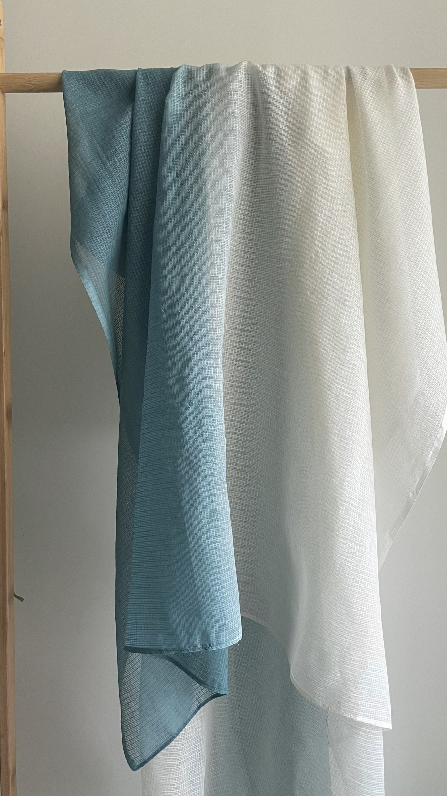 White & Turquoise Thread Embroidery Suit Set