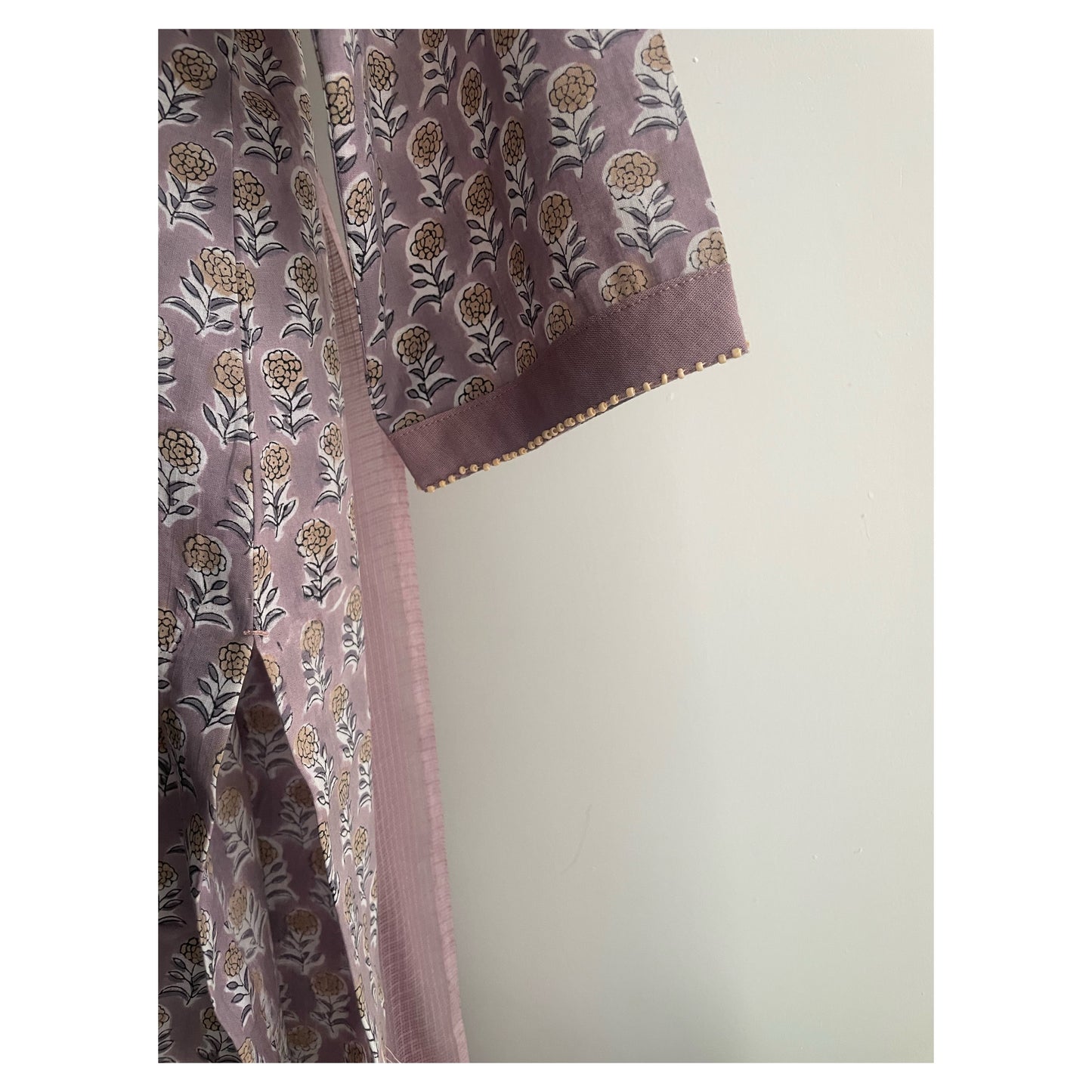 Lavender Handblock Printed Suit Set