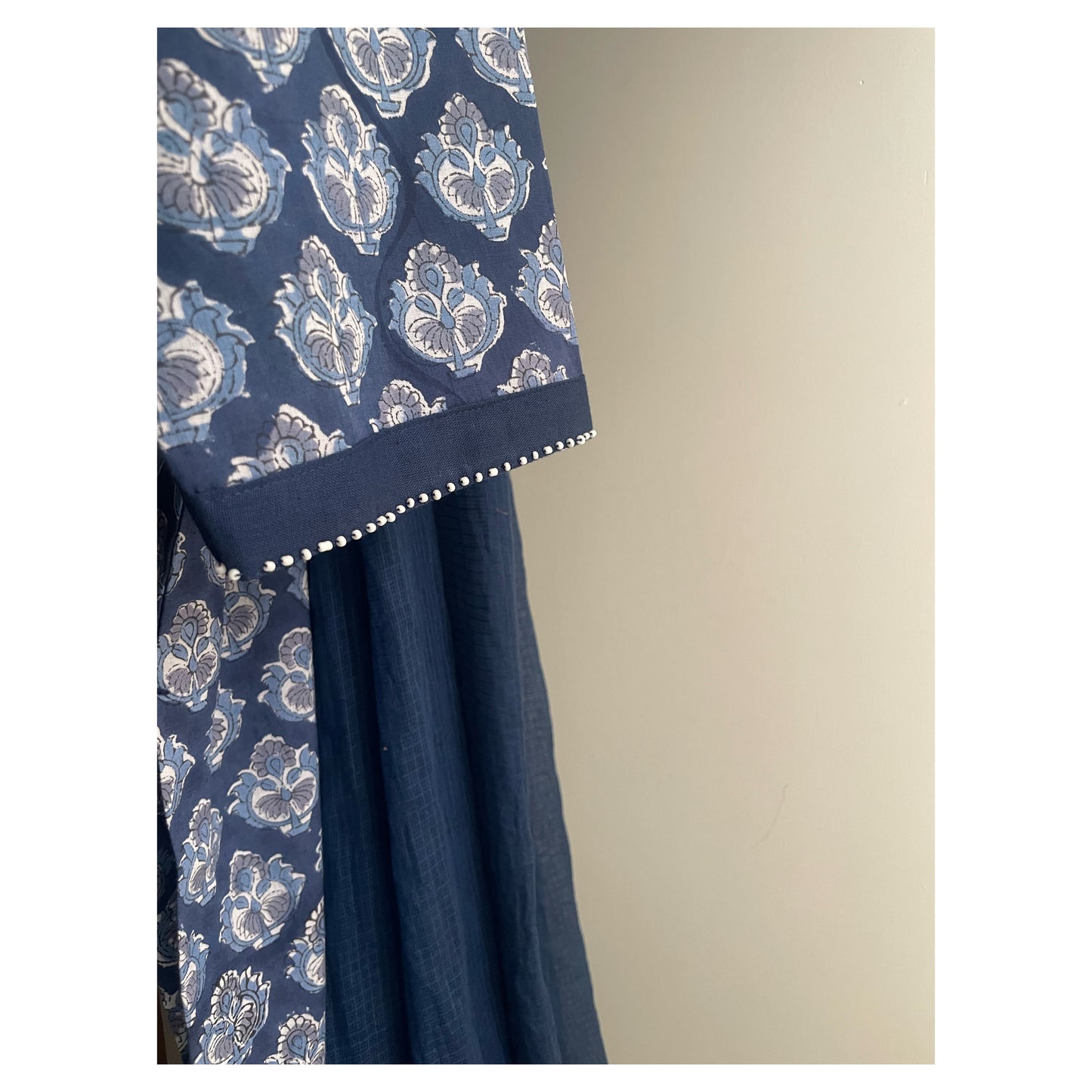 Navy Handblock Printed Cotton suit set